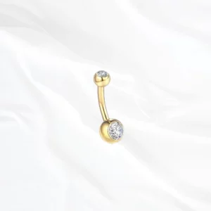 bijou titane nombril doré