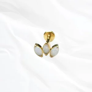Piercing oreille titane dorée avec zircon blanc