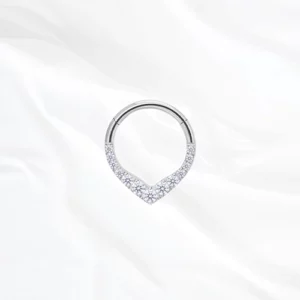 bijou titane nez argenté avec zircon blancs