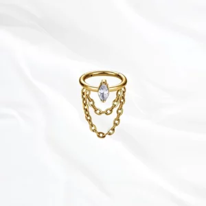 Piercing oreille titane dorée