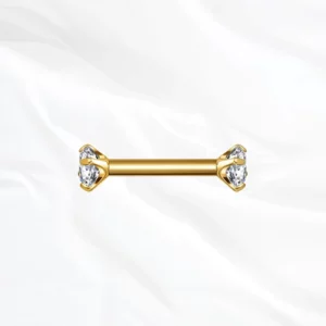 photo produit du piercing en titane ASTM-F136 doré appelé barre sertie