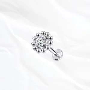Bijou en titane oreille hypoallergénique argenté