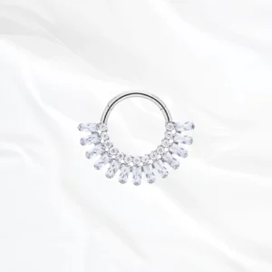 bijou titane nez argenté avec zircon blanc