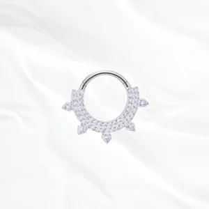 bijou titane nez argenté avec zircon blanc