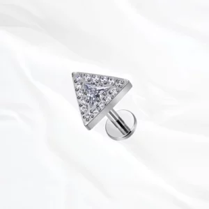 Piercing oreille titane ASTM F136 argenté avec zircon blanc