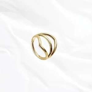 photo produit du piercing en titane ASTM-F136 doré appelé trio chevron