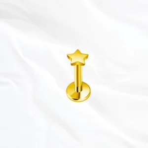 Piercing labret en titane doré "la lune juvénile" avec motif étoile solide polie pour tragus ou hélix