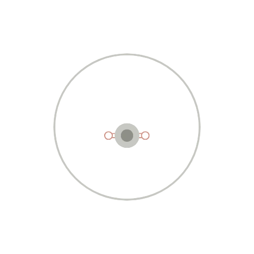 Schéma minimaliste de face d'un piercing teton titane montrant une barre (barbell) placée horizontalement à travers le centre de l'aréole.