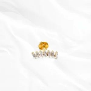 Piercing hélix climber en titane doré "la barrière de corail" avec cristaux taille baguette