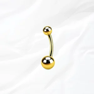 Piercing banane en titane doré "le nombril basique" avec deux billes lisses pour arcade ou rook