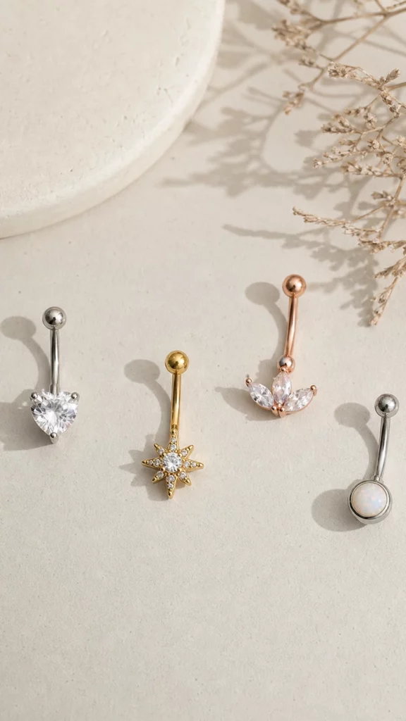 une selection de piercing nombril en titane