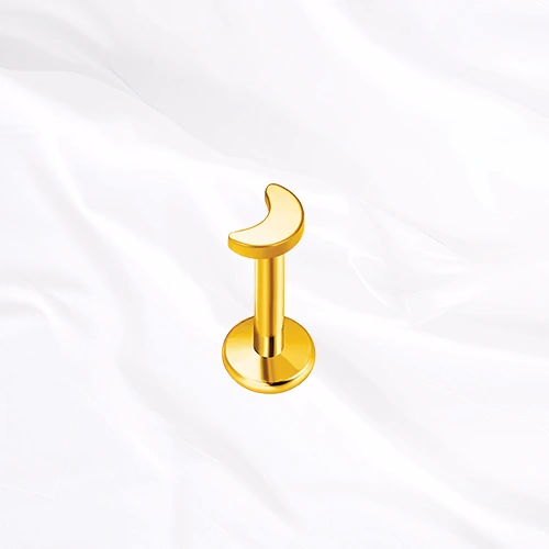 Labret en titane doré La Lune Juvénile, croissant de lune plein aux pointes arrondies