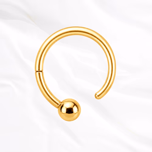 Anneau segment clipsable en titane doré Anneau Boule Simple, bille polie maintenue par la tension de l'anneau