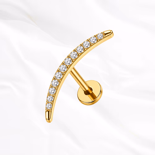 Piercing en titane courbure brillante doré