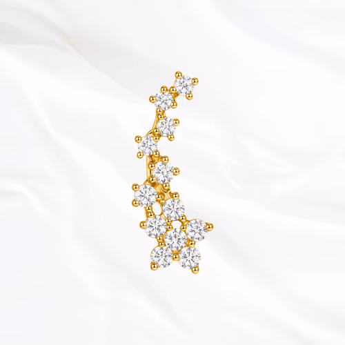 Labret grimpant en titane doré Pluie d'Étoiles, ligne d'étoiles serties de zircons