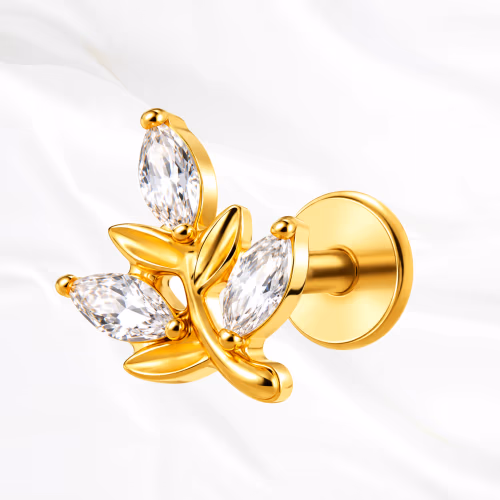 Piercing La Branche Feuillue en titane doré, photo produit
