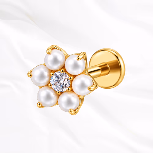 Piercing La Fleur de Coton en titane doré, photo produit