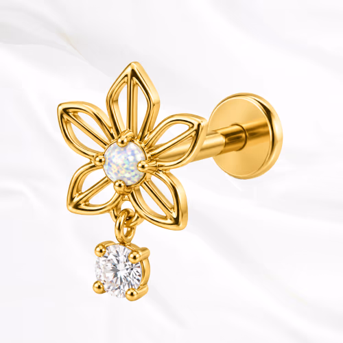 Piercing Jasmin en titane doré, photo produit