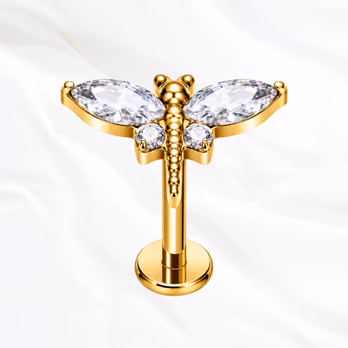 Piercing La Libellule en titane doré, photo produit