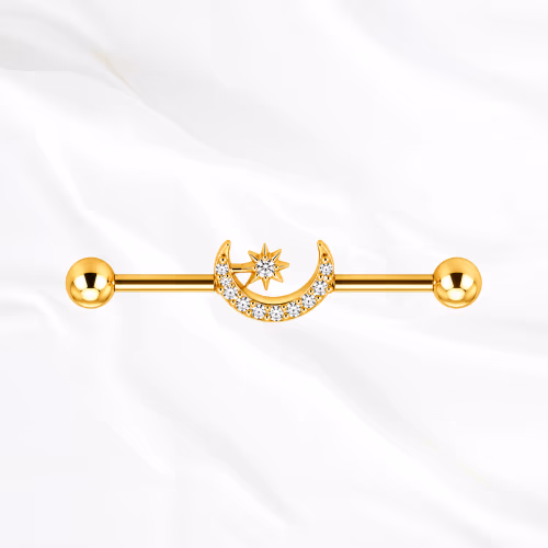 Piercing La Lune Croissante en titane doré, photo produit