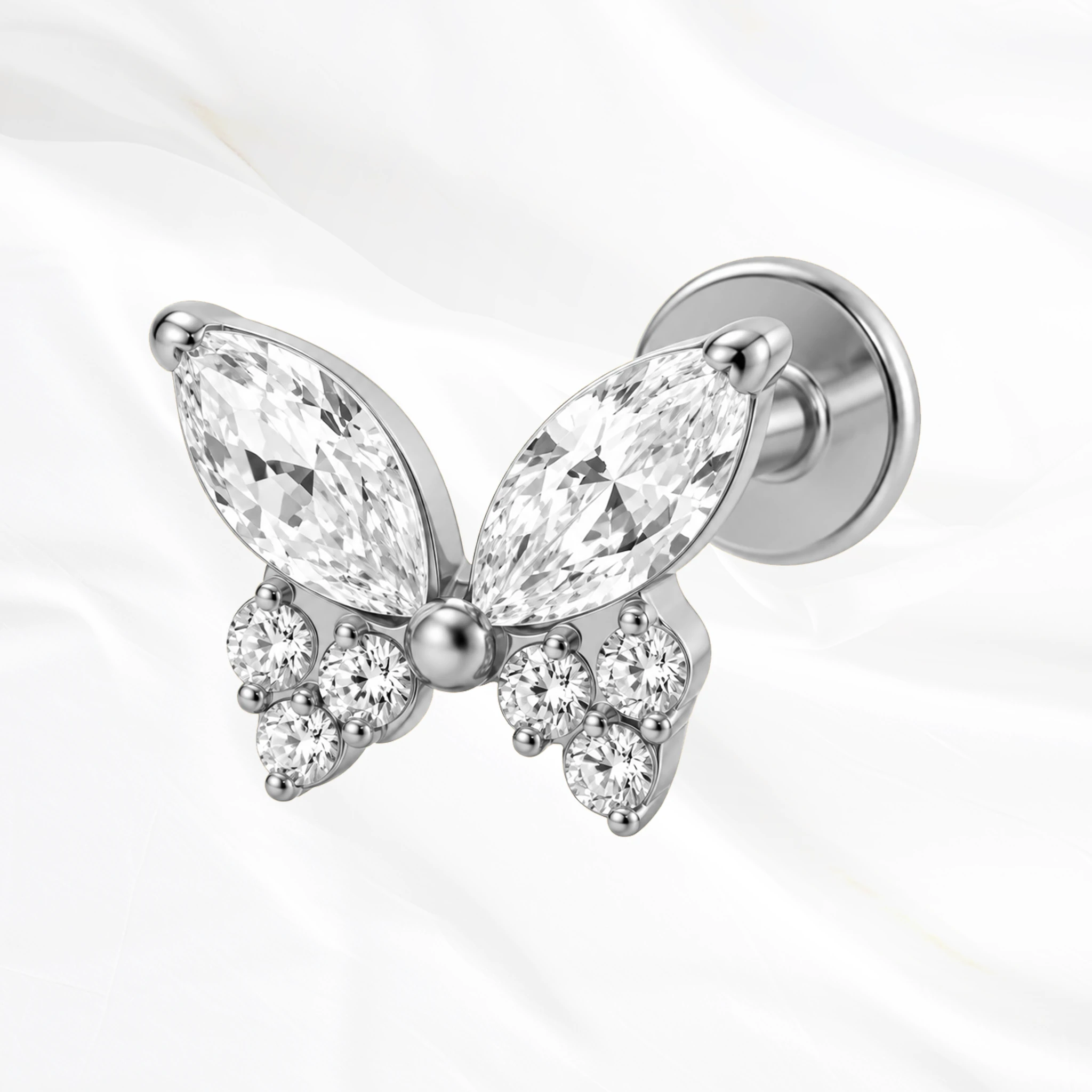 Piercing Le Papillon de Lumière en titane argenté, photo produit