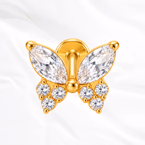 Piercing Le Papillon de Lumière en titane doré, photo produit
