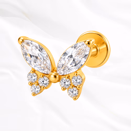 Piercing Le Papillon de Lumière en titane doré, photo produit