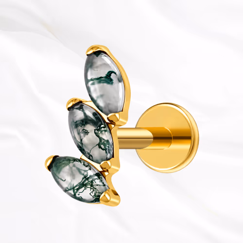 Piercing Triple Jade en titane doré, photo produit