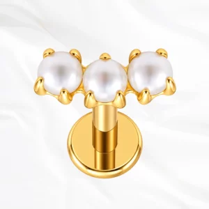 Piercing Les Trois Perles en titane doré, photo produit